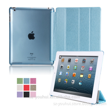 Factory Outlet Soft Silken Pattern PU Case Smart Flip Cover for iPad 2/3/4